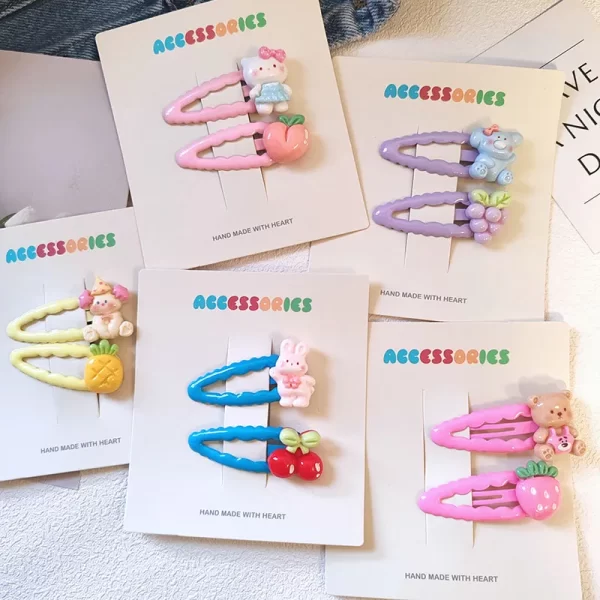 2pc Cute Cat Rabbit Cartoon Animal BB Hairpin Hair Clips for Girls Kids Childs Sweet Gift Hair Accessories Party Holiday Ornamen - Image 10
