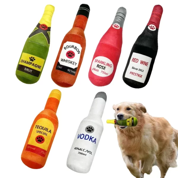 Funny Plush Dog Toys Beer Bottle Shaped Small Large Dogs Squeak Sound Clean Teeth Chew Toy Pets Interactive Playing Supplies - Image 11