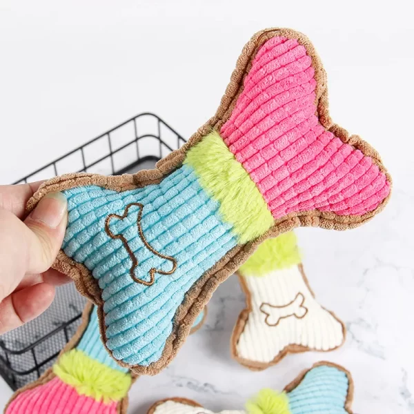 1pc Dog Squeaky Toys, Bones Plush Dogs Chew Toy for Small Medium Breed Puppy Aggressive Chewer Pets Puppy Playing Cleaning Teeth - Image 8
