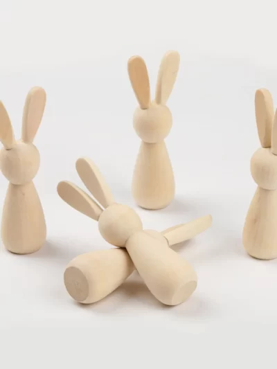 1pc Natural Wood Easter Day DIY Rabbit Animal DIY Handmade Craft Painting Materials Ornaments  Graffiti Accessories 8.8cm x 3cm