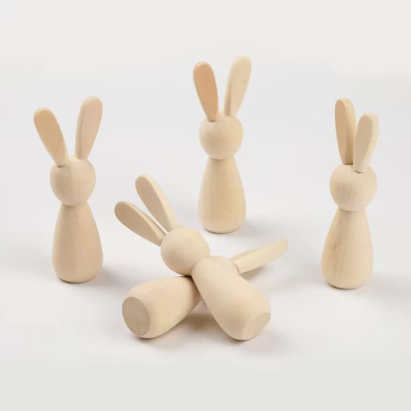 1pc Natural Wood Easter Day DIY Rabbit Animal DIY Handmade Craft Painting Materials Ornaments  Graffiti Accessories 8.8cm x 3cm