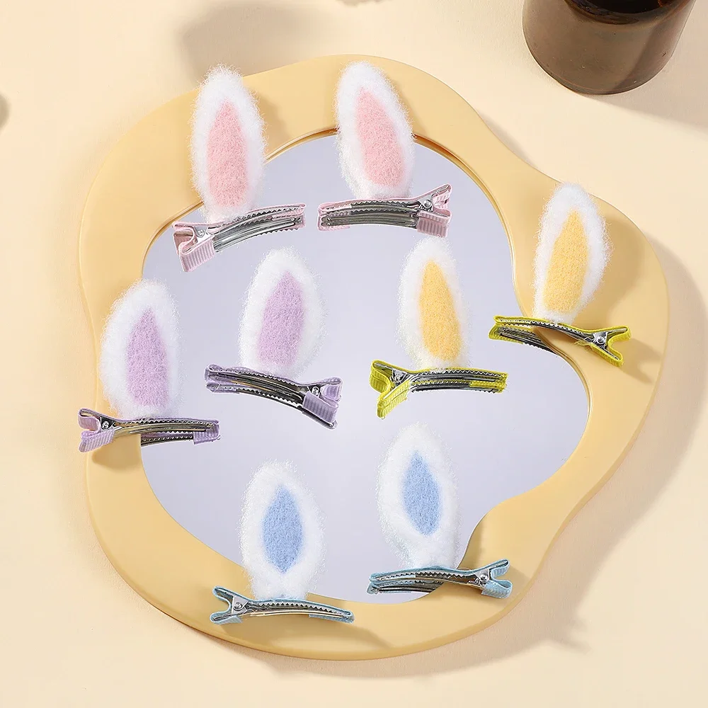 2Pcs/Set New Cute Solid Rabbit Ears Clips for Baby Girls Handmade Kawaii Barrettes Headwear Kids Hair Accessories - Image 17