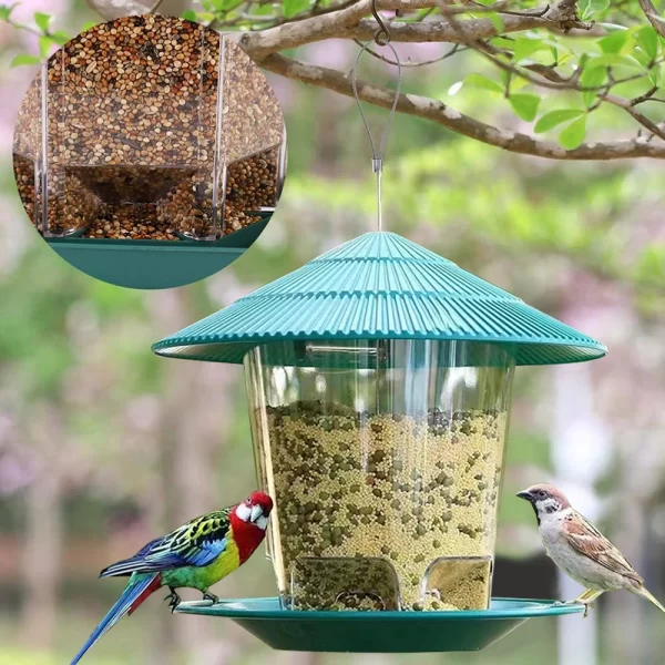 Bird Feeder Automatic Hanging Outdoor Garden Gazebo Wild Bird Feeding Container With Hang Rope House Decor Pet Supplies - Image 10