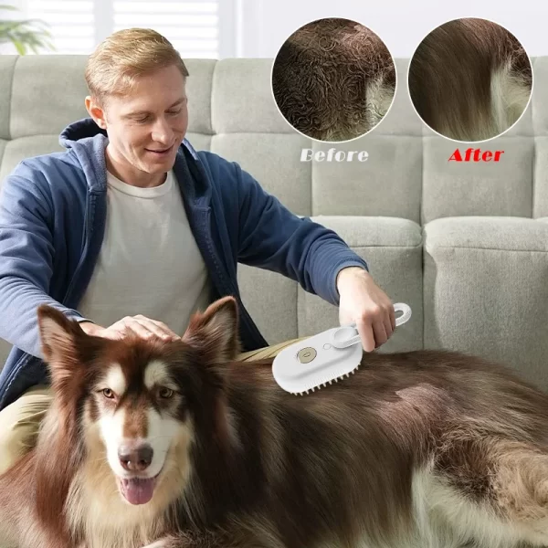 3-in-1 Dog Hair Brush Cat Hair Brush Electric Pet Cleaning Brush Steam Spray Brush Massage Hair Removal Comb Anti Flying Brush - Image 2