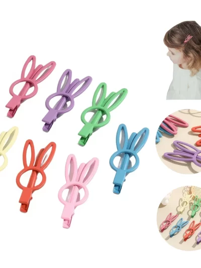 7pcs Matte Hair Clip Cute Rabbit Hairpins Non Slip Hair Barrettes Alligator Colorful Clips for Thick Hair Accessories for Gifts