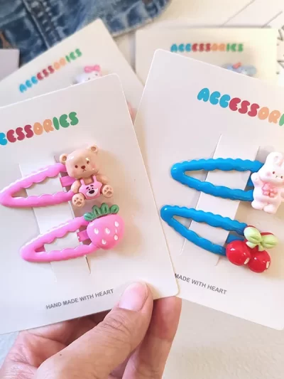 2pc Cute Cat Rabbit Cartoon Animal BB Hairpin Hair Clips for Girls Kids Childs Sweet Gift Hair Accessories Party Holiday Ornamen