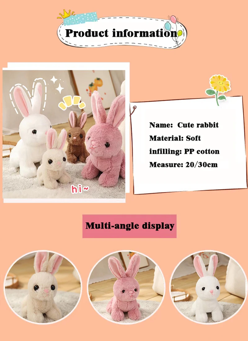 Rabbit plush toy plush animal rabbit doll simulation rabbit children's toys birthday Christmas gift girl boy - Image 14