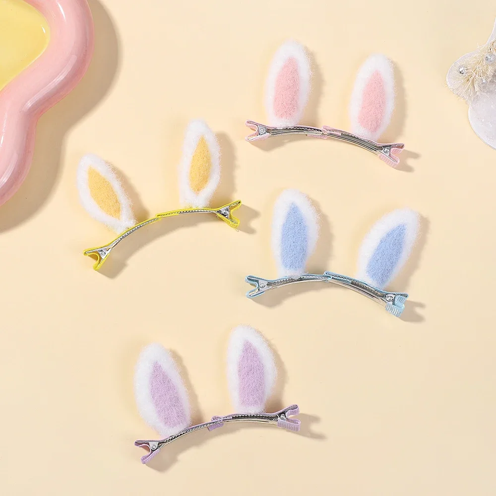 2Pcs/Set New Cute Solid Rabbit Ears Clips for Baby Girls Handmade Kawaii Barrettes Headwear Kids Hair Accessories - Image 4