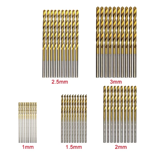 50pc Titanium Plated Twist Drill Set 1-3mm Small Drill Bit Electric Drill Drill Tool DIY Woodwork Drill and Open Drill Bit - Image 8