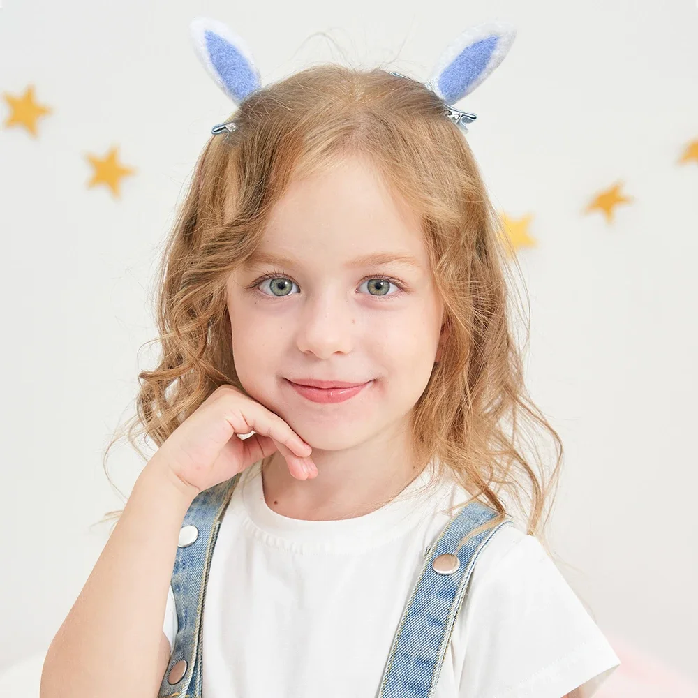 2Pcs/Set New Cute Solid Rabbit Ears Clips for Baby Girls Handmade Kawaii Barrettes Headwear Kids Hair Accessories - Image 2