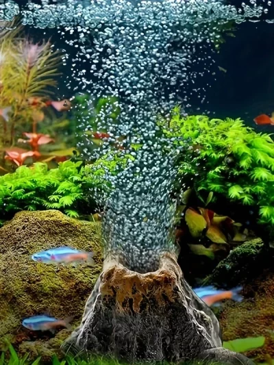 Volcanic Aquarium Stone For Decoration, Bubble Aerator For Precious Fish, ABS Volcanic Motor With Aeration Stone, 1 Piece