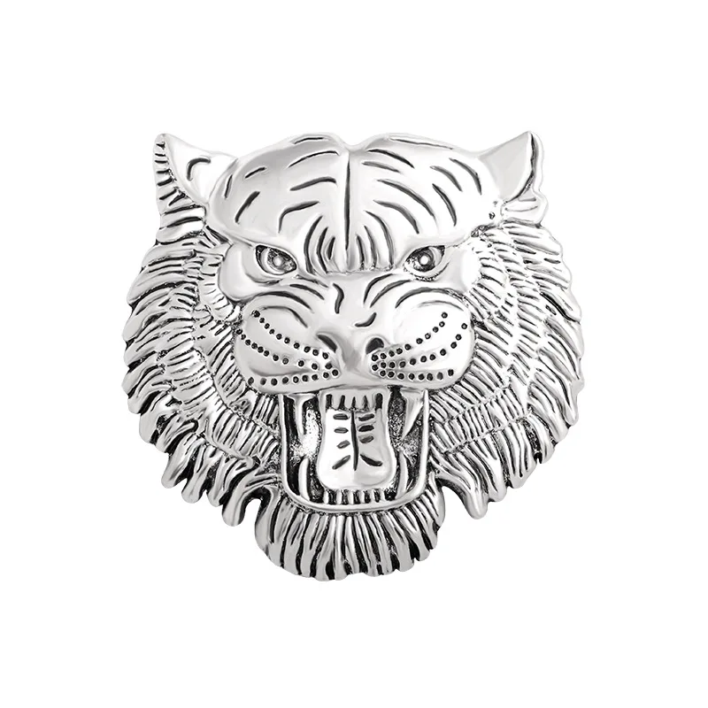Retro Tiger Face Head Brooch Pin Metal Animal Brooches Men's Suit Shirt Badge Lapel Pins for Women Fashion Jewelry Accessories - Image 2