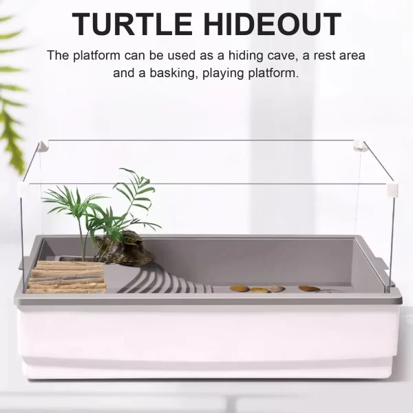 Wooden Reptile Hideout Diy Turtle Cave Pet Climbing Platform Terrarium Decor Landscaping Stick Safe Habitat nament Shelter - Image 2