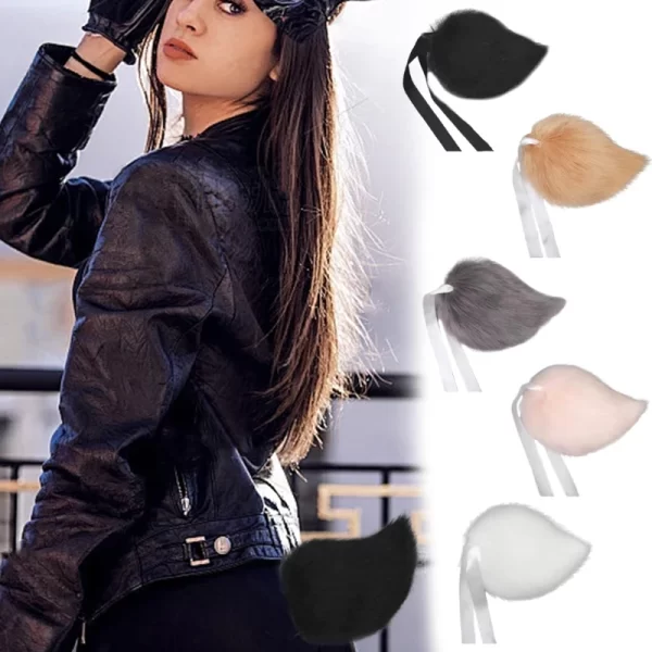 Soft Artifical Plush Bunny Tail Halloween Party Animal Tails Black Rabbit Tail Halloween Party Cosplay Accessories Costume Props - Image 11