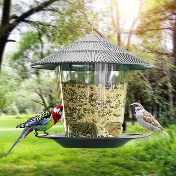 Bird Feeder Automatic Hanging Outdoor Garden Gazebo Wild Bird Feeding Container With Hang Rope House Decor Pet Supplies - Image 18