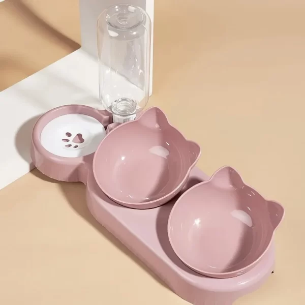 Cat bowl, double bowl, cervical protection, automatic drinking water, anti knock food bowl, dog bowl, teddy dog bowl, rice bowl - Image 3