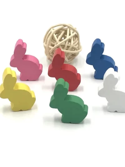 6 Pcs/Set DIY Rabbit Chess Pieces Accessories Wood Games