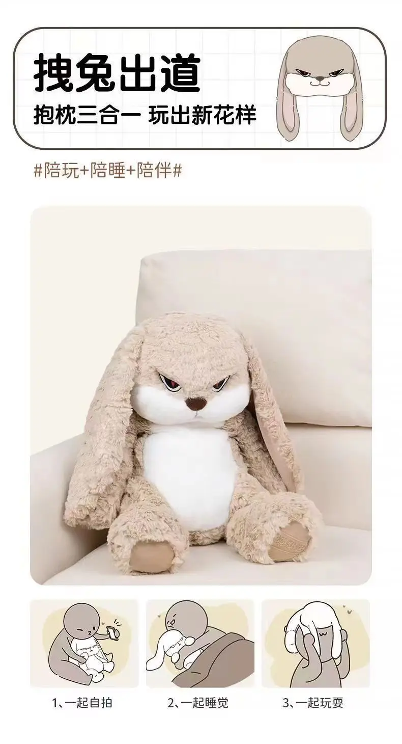 Large Size Angry Rabbit Plush Toy Cute Animal Plushie Doll Kawaii Stuffed Soft Toys Model Room Decor Birthday Gifts - Image 16