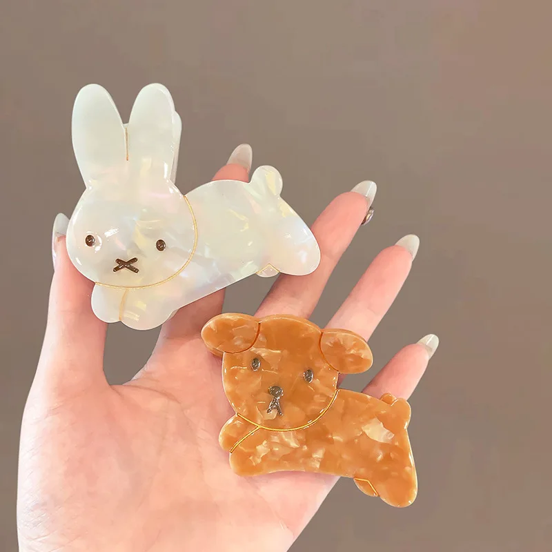 YHJ OTAKU Rabbit Hair Claw Cute Bunny Dog Ins Style Acetate Strong Hair Claw Clips Hair Accessories for Women Girls