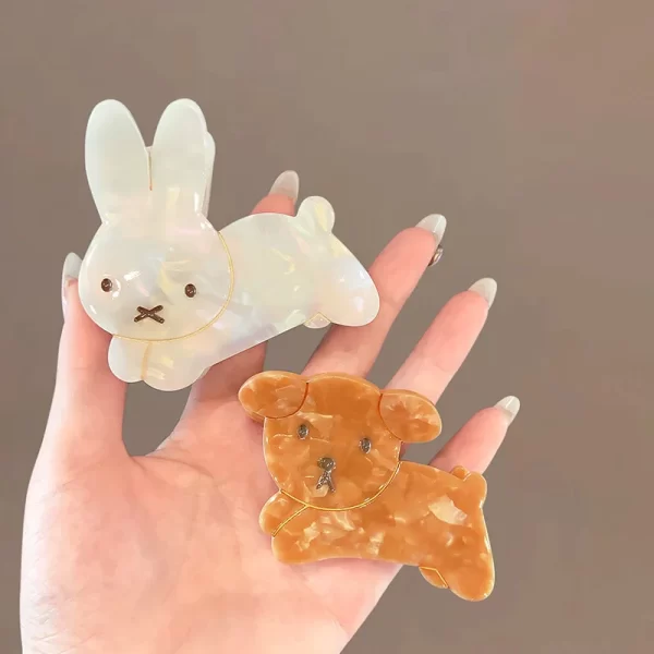 YHJ OTAKU Rabbit Hair Claw Cute Bunny Dog Ins Style Acetate Strong Hair Claw Clips Hair Accessories for Women Girls