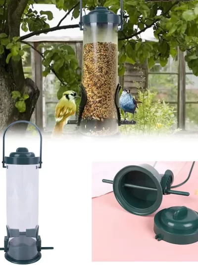 Wild Bird Seed Feeder Outdoor Suspended Feeder Portable Bird Food Dispenser Bird Accessories Pet Supply Outdoor Courtyard Garden