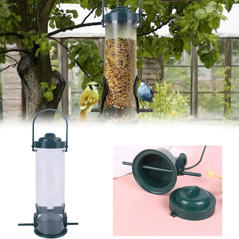 Wild Bird Seed Feeder Outdoor Suspended Feeder Portable Bird Food Dispenser Bird Accessories Pet Supply Outdoor Courtyard Garden
