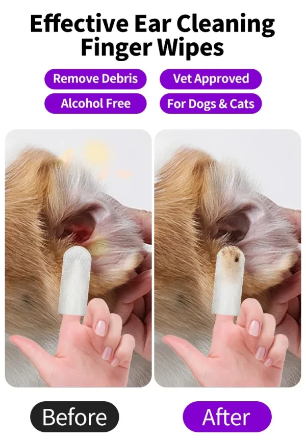 Pet cleaning products  Ear cleaning wipes  Ear care fingertips  Ear mite removal  Cat and dog ear cleaning pet products - Image 9