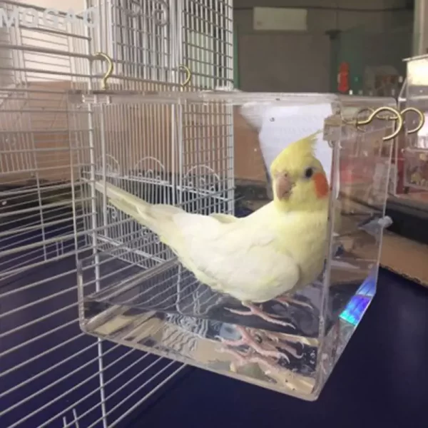 Deluxe Bird Bath Cage Adjustable Hanging Large Clear View Transparent Pet Parrot Bath Household Bird Cage Accessories C42 - Image 2