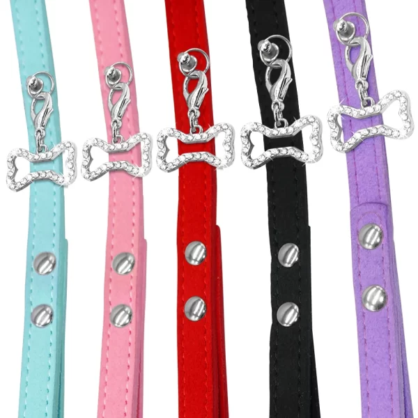 Small Dog Leash Soft Suede Leather Dog Leashes For Chihuahua Yorkishire Pug Small Dogs Cats Walking Leash Pink - Image 4