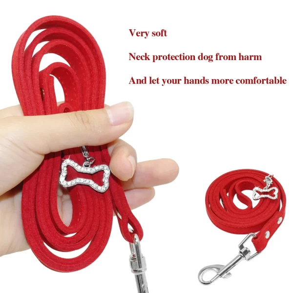Small Dog Leash Soft Suede Leather Dog Leashes For Chihuahua Yorkishire Pug Small Dogs Cats Walking Leash Pink - Image 2