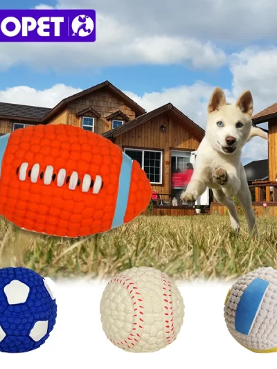 HOOPET Pet Dog Toy Balls Squeak Puppy Toys Interesting Tennis Football Tooth Cleaning Toys for Dogs