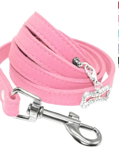 Small Dog Leash Soft Suede Leather Dog Leashes For Chihuahua Yorkishire Pug Small Dogs Cats Walking Leash Pink