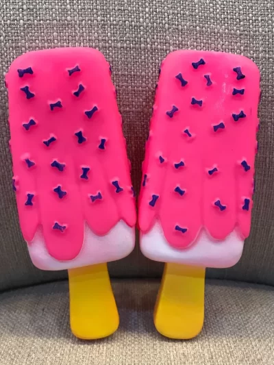 1pc Pet Dog Toy Chew Squeaky Rubber Pink Popsicle Shaped Toys for Cat Puppy Baby Dogs Ice Cream Bite Molar Toy Funny Interactive