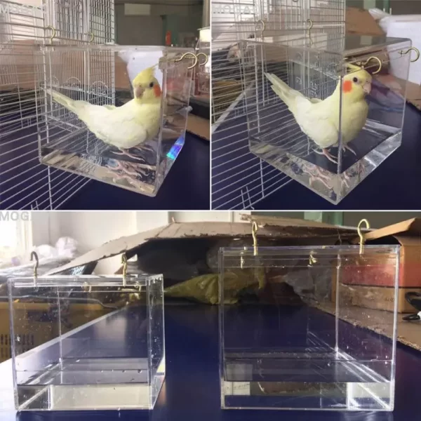 Deluxe Bird Bath Cage Adjustable Hanging Large Clear View Transparent Pet Parrot Bath Household Bird Cage Accessories C42 - Image 3