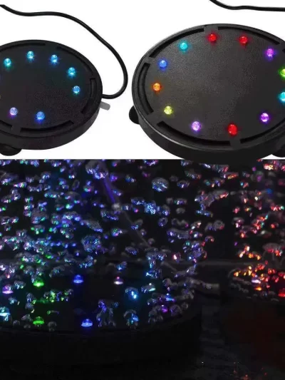 Fish tank oxygen pump accessories colorful diving light gas plate oxygenation bubble stone LED light aquarium accessories12V 12W