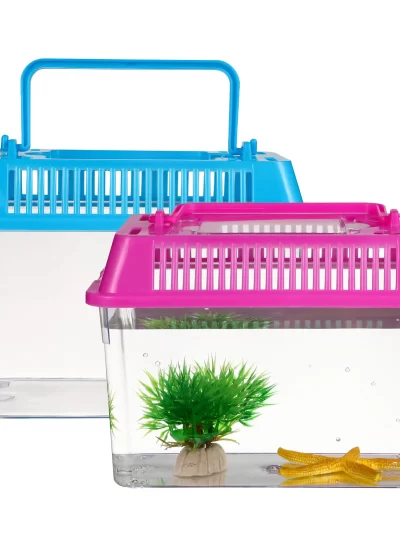 4 Pcs Mini Portable Fish Tank Small Turtle Accessories for Transparent Tortoise Holder Plastic Breeding with Cover Child