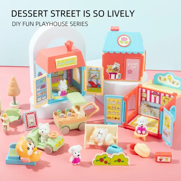 Pretend Play Toy Fashion Mini Pets Cat House Toys For Children Play House Interactive Cat Care Center Toy Accessories Kids new - Image 2