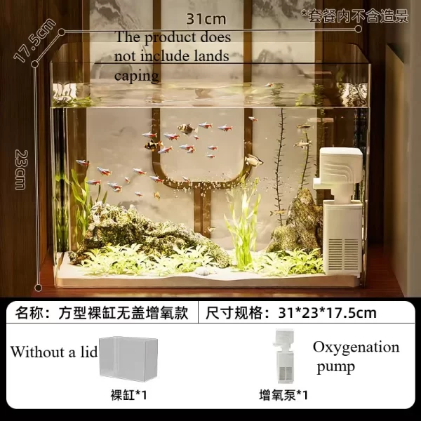 PET+ABS Fish Tank New Transparent with Lid Aquarium Drop Resistant Hydroponic Tank Turtle Tank Home  Lazy Fish Tank - Image 7