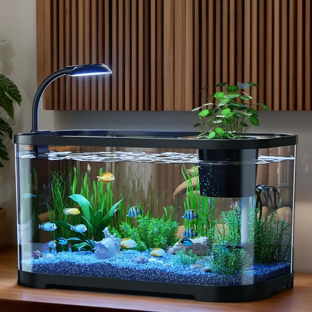 Small Aquarium Kit Betta Fish Tank for Beginners Desktop Beginner Aquarium Household Fish Bowl for Betta Tortoise Frog - Image 9