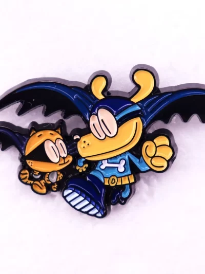 Dog Man and Cat Kid Badge Funny Cartoon Enamel Pin Brooch Jewelry Gifts