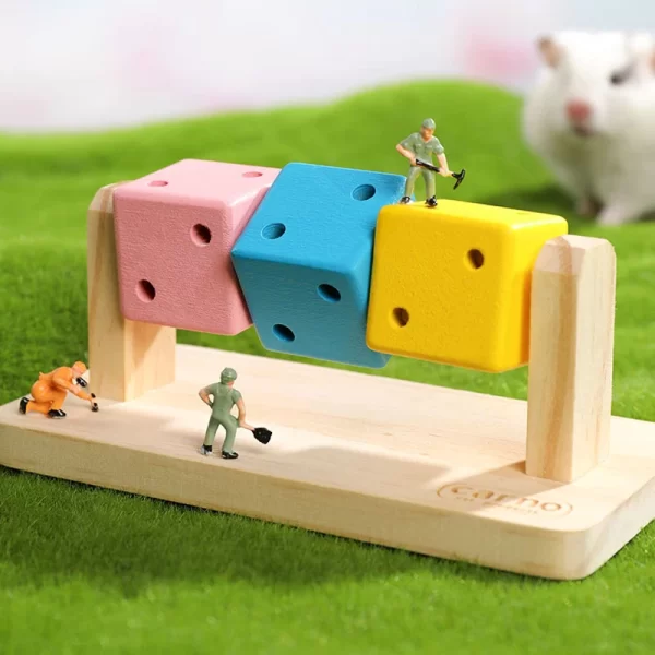 1pc Funny Colorful Wooden Rubik's Cube-shaped Interactive Chewing Toy for Small Pet Birds Parrots Hamsters Boredom Relief Toys - Image 4