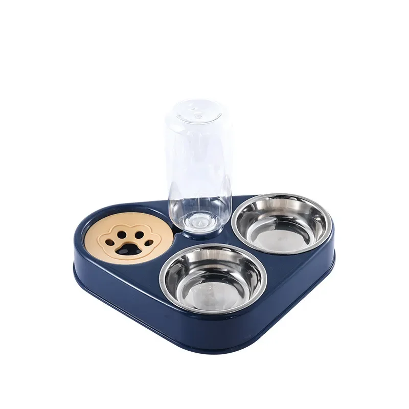 Dog And Cat Self-service Feeder Anti-knock Double Bowl Water Bottle Pet Supplies Stainless Steel Feeder Cat Drinking Fountain - Image 7