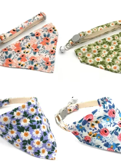 Adjustable Little Daisy Dog Neck Scarf Puppy Breakaway Pet Cat Dog Kitten Collar Bandana Kitten Accessories for Small Dogs