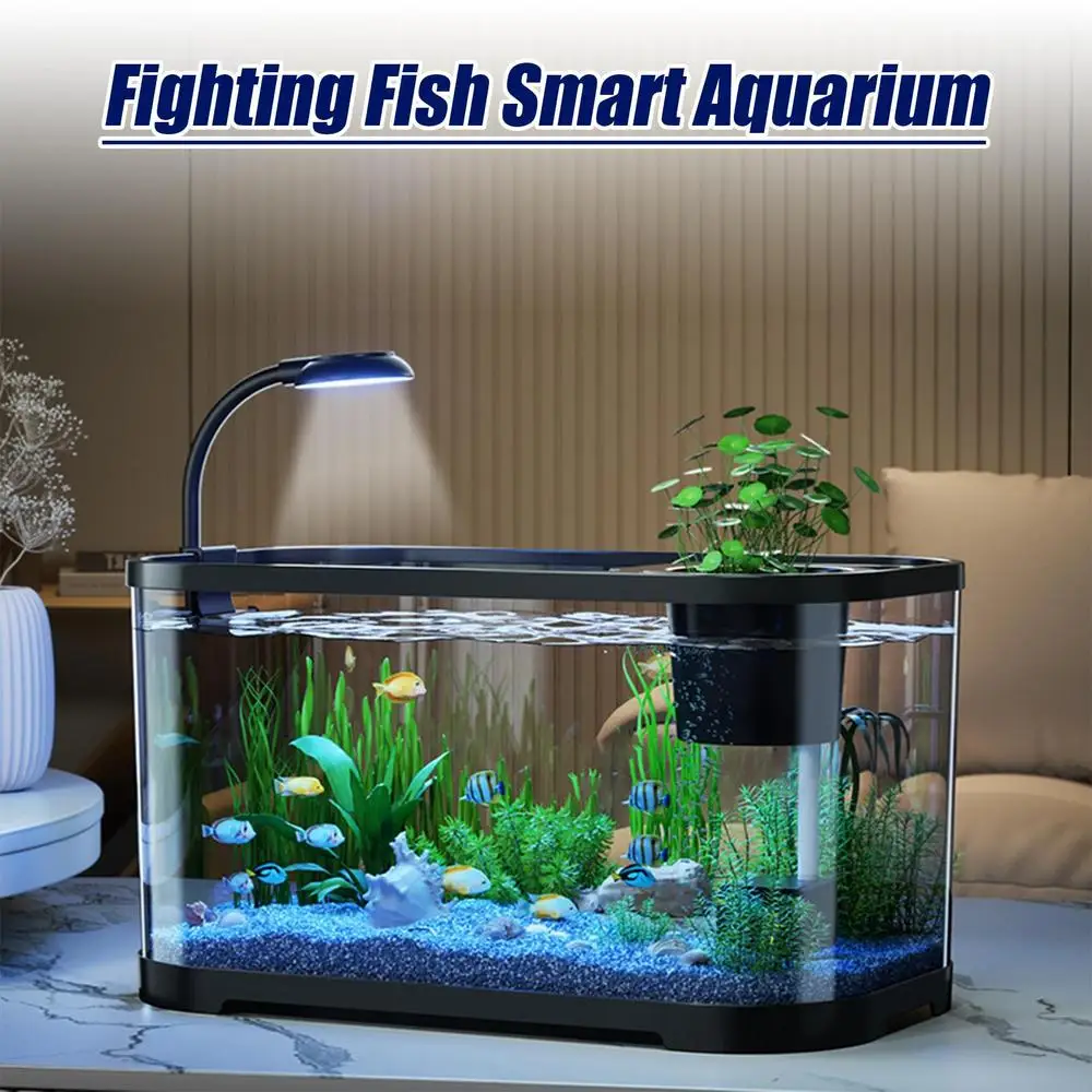 Small Aquarium Kit Betta Fish Tank for Beginners Desktop Beginner Aquarium Household Fish Bowl for Betta Tortoise Frog - Image 11