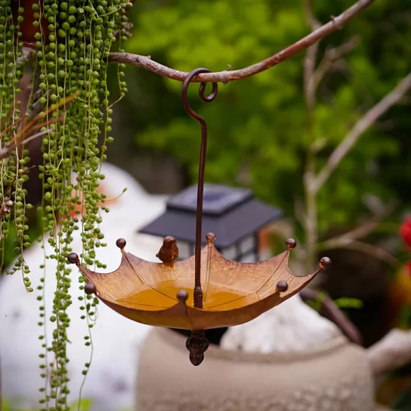 1 outdoor hanging bird feeder tray, bird bath, outdoor hummingbird feeder, metal tray, and water bowl - Image 9