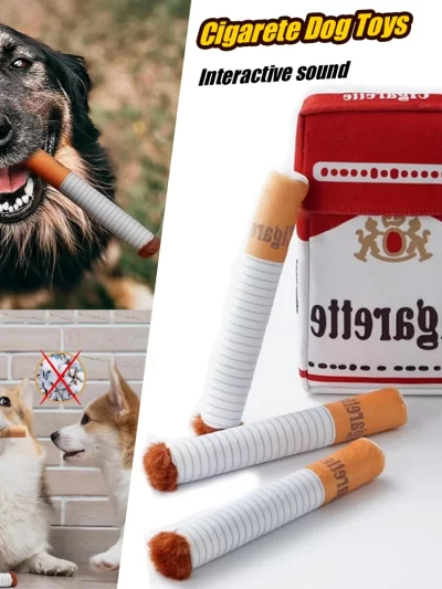 Cigarettes Dog Toy Imitation Cigar Giggles Sound Self-Entertaining Chew-Resistant Plush Grinding Teeth Small Dogs Medium Dogs