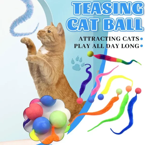 Cat Interactive Toys Tickle Cat Colorful Bouncing Ball Pet Supplies Puzzle Teasing Indoor Cat Worm Caterpillar Elastic Toy - Image 3