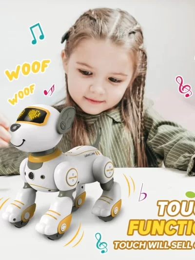 Smart Interactive Robot Dog for Kids and Pets, Touch Sensitive Companion, Programmable Ai Puppy with Follow-Me Technology - Gold