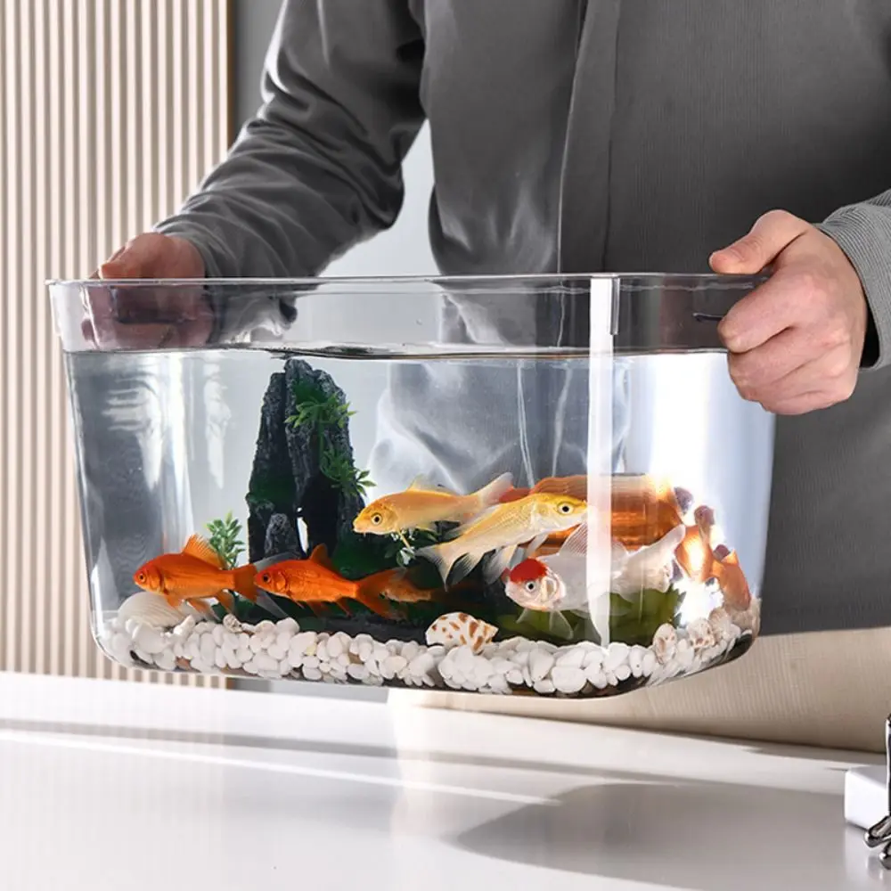 Transparent Explosion-proof Plastic Fish Tank Fall Prevention Water Plant Tank Mobile Small Fish Tank PET - Image 2