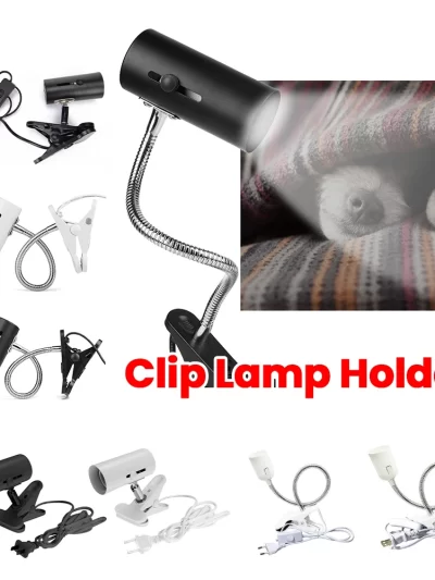 E27 Heating Reptile Lamp Holder UVA UVB Clip-on Bulb Cover for Pet Light Tortoise Ceramic Heater Lamp Holder with Switch Clip